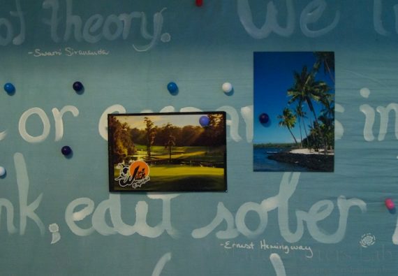 Mementos on magnetic office board